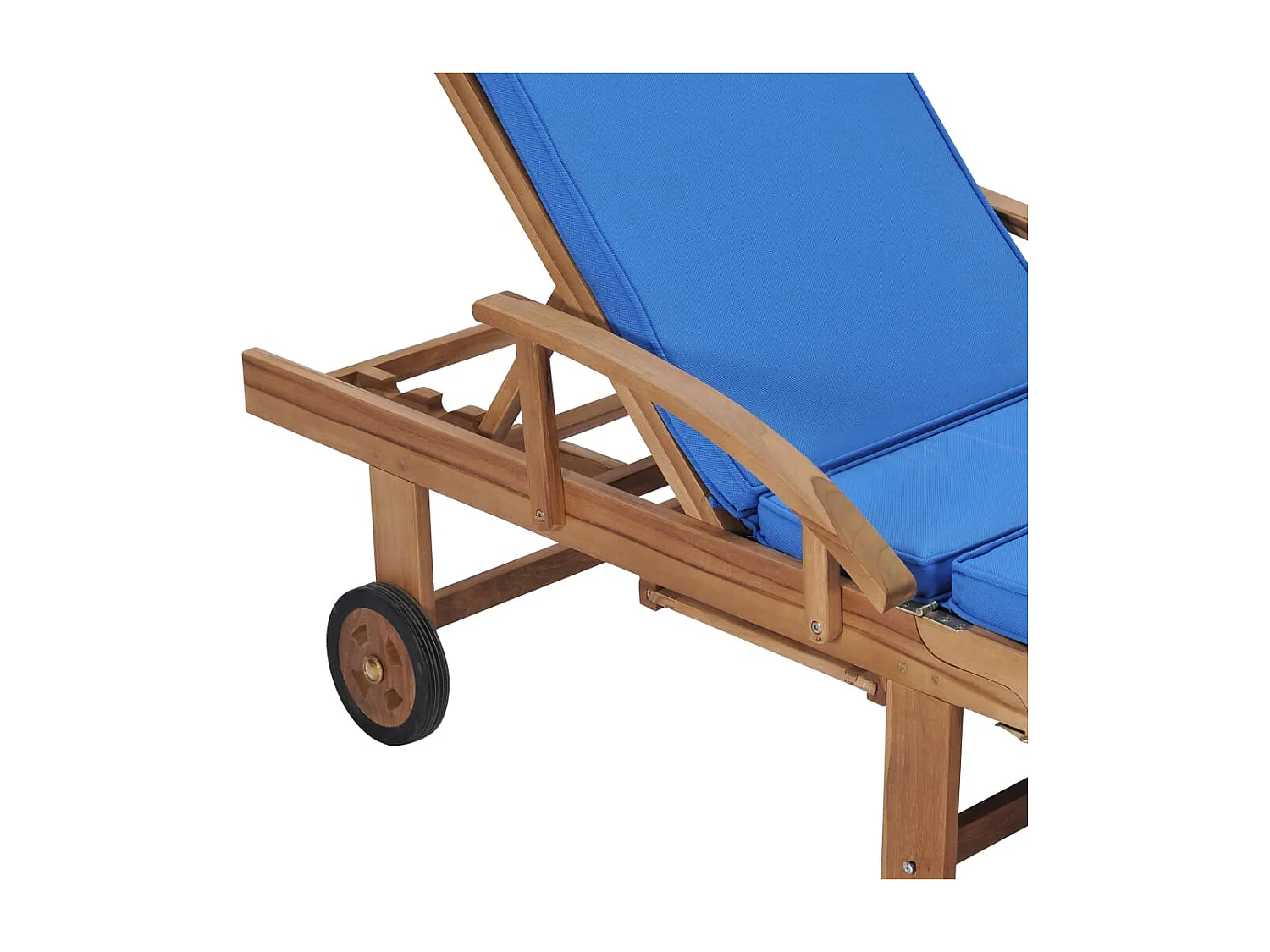 Lettini prendisole con cuscini 2 pezzi in legno massello di teak blu