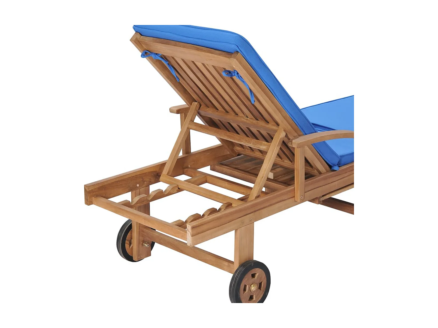 Lettini prendisole con cuscini 2 pezzi in legno massello di teak blu