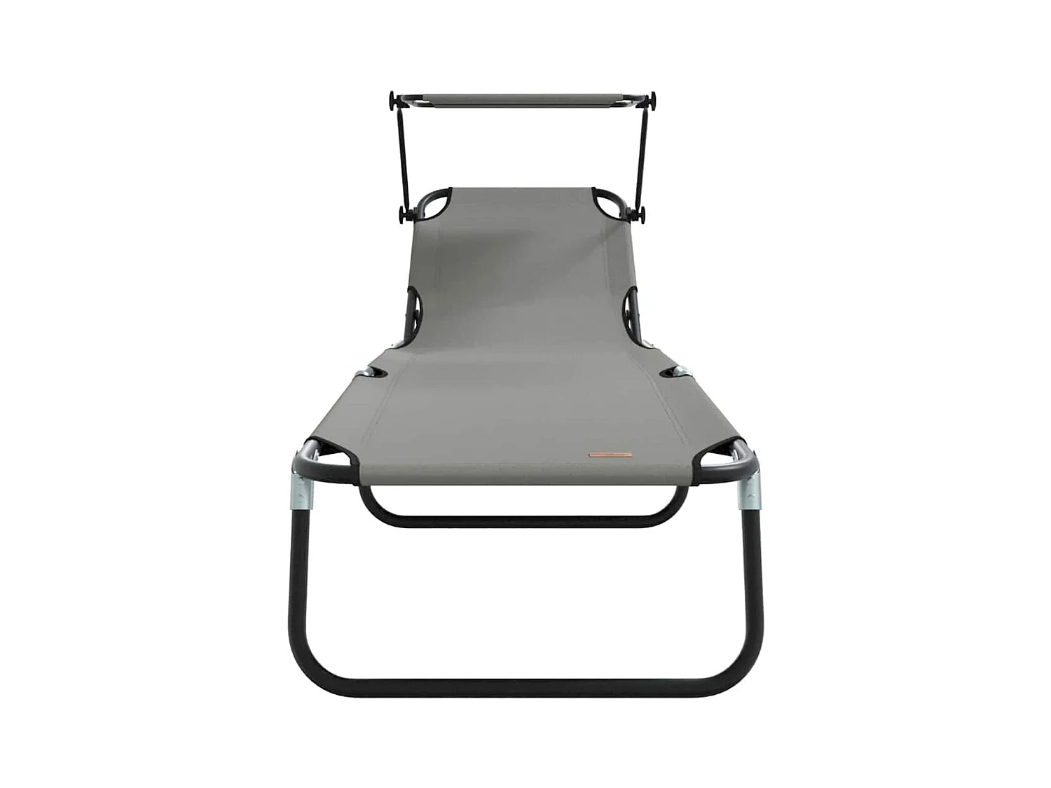 chaises longues pliantes, 2 pcs, avec auvent, gris, en tissu Oxford 600D.