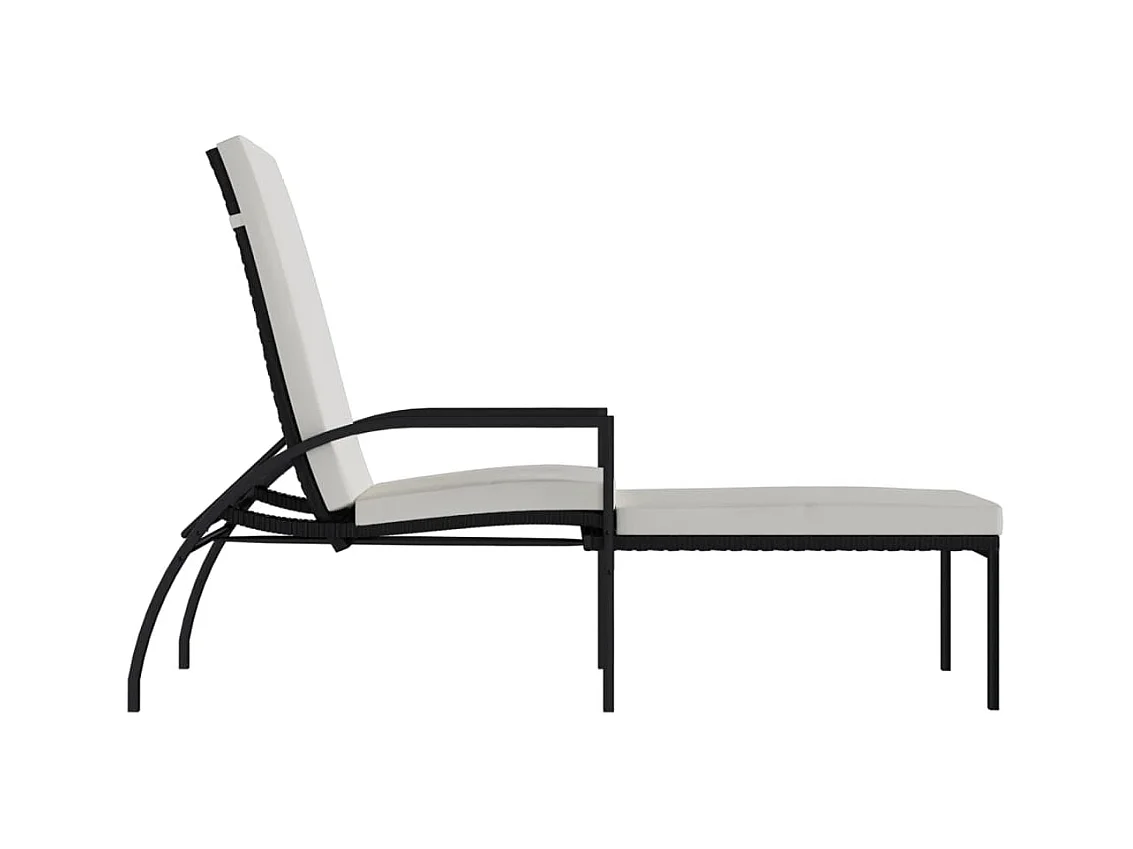 stuks loungestoelen met voetsteunen polyrotan zwart