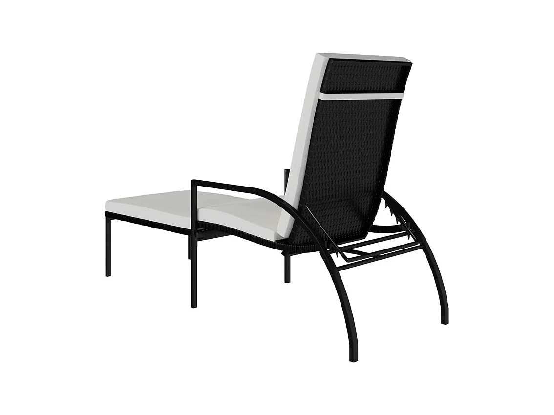 stuks loungestoelen met voetsteunen polyrotan zwart