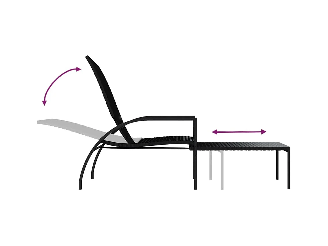 stuks loungestoelen met voetsteunen polyrotan zwart