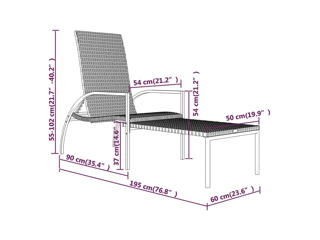stuks loungestoelen met voetsteunen polyrotan zwart
