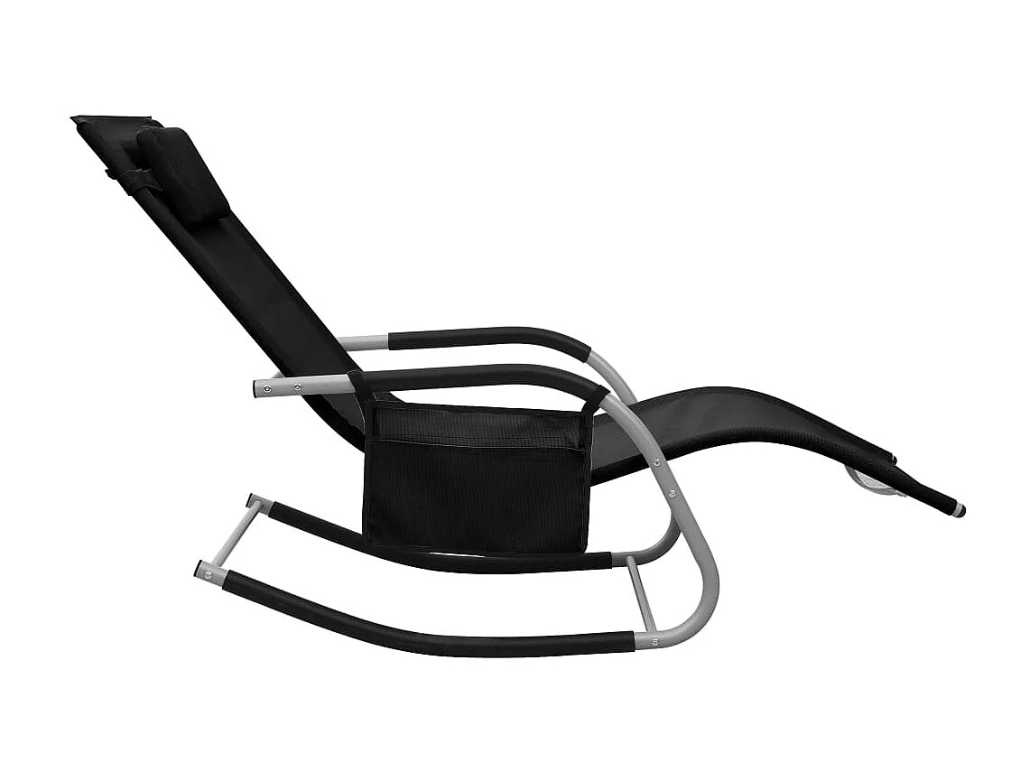 Chaise longue de textilene negra y gris