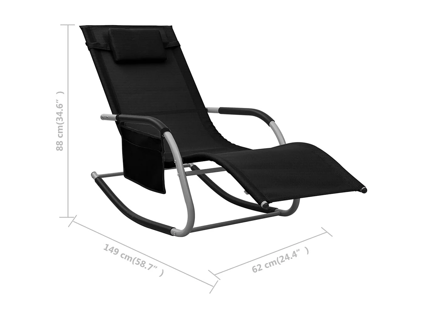 Chaise longue de textilene negra y gris