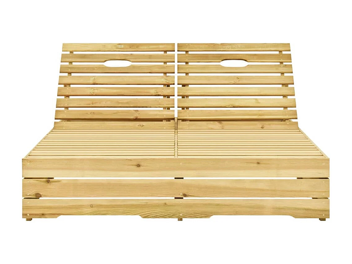 Chaise longue double et coussins taupe Bois de pin imprégné