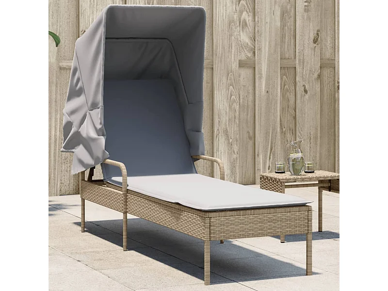 Chaiselongue mit beigem Korbdach