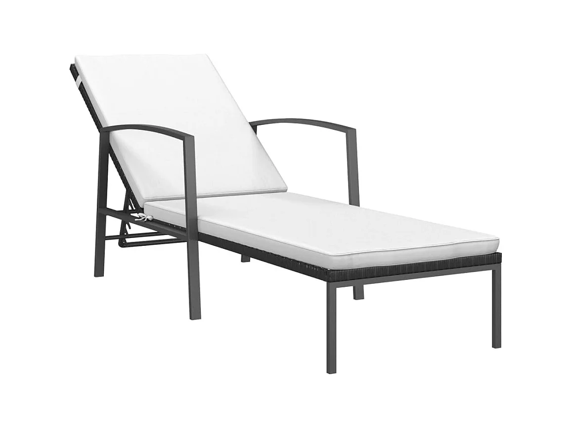 Set van 2 ligstoelen met zwarte gevlochten hars tafel