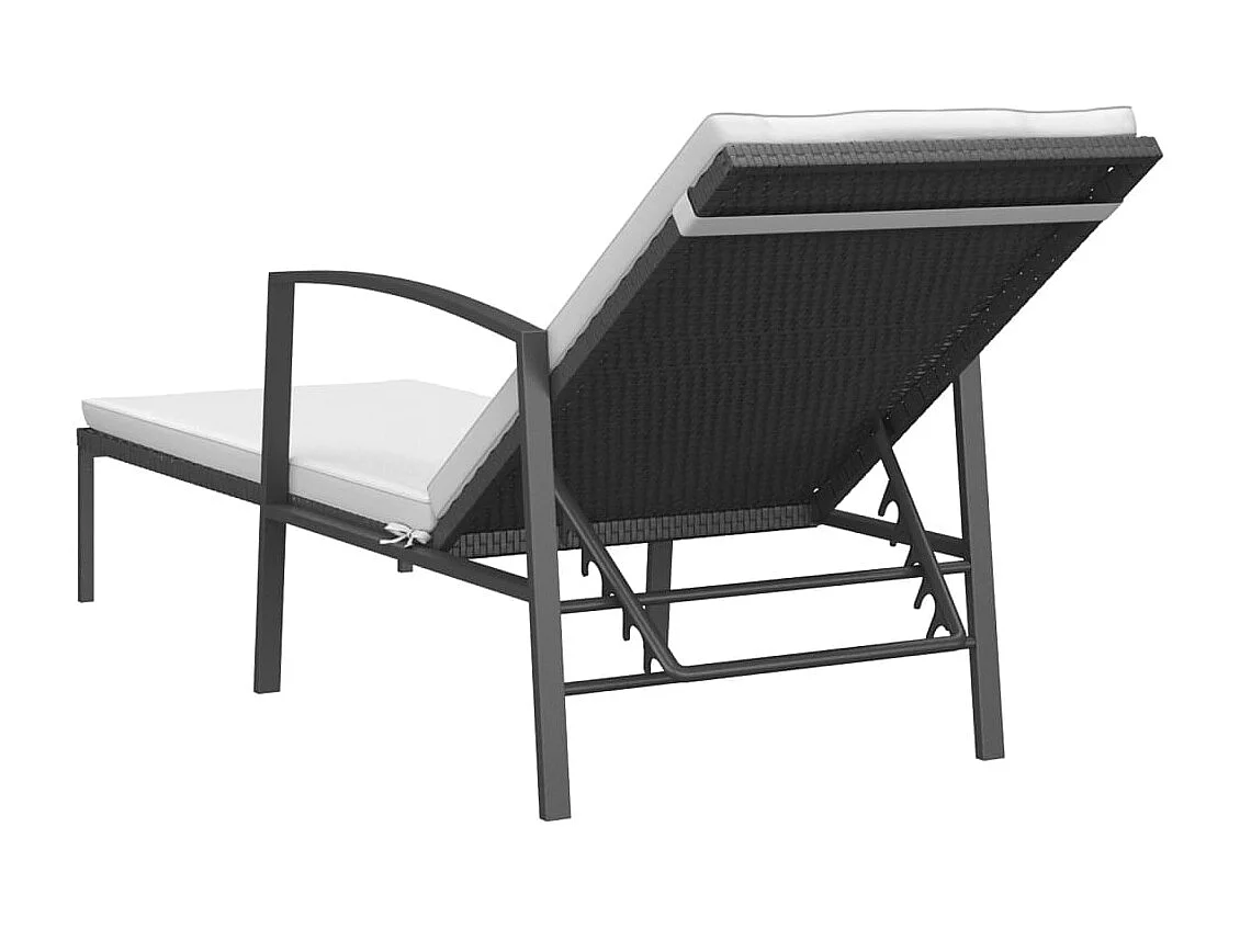 Chaises longues lot de 2 avec table résine tressée noir