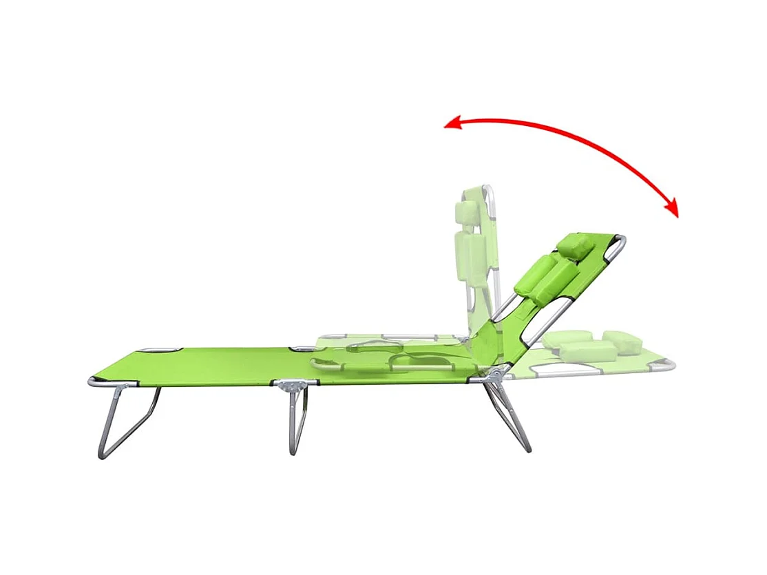 Chaise longue met hoofdkussen gepoedercoat staal groen