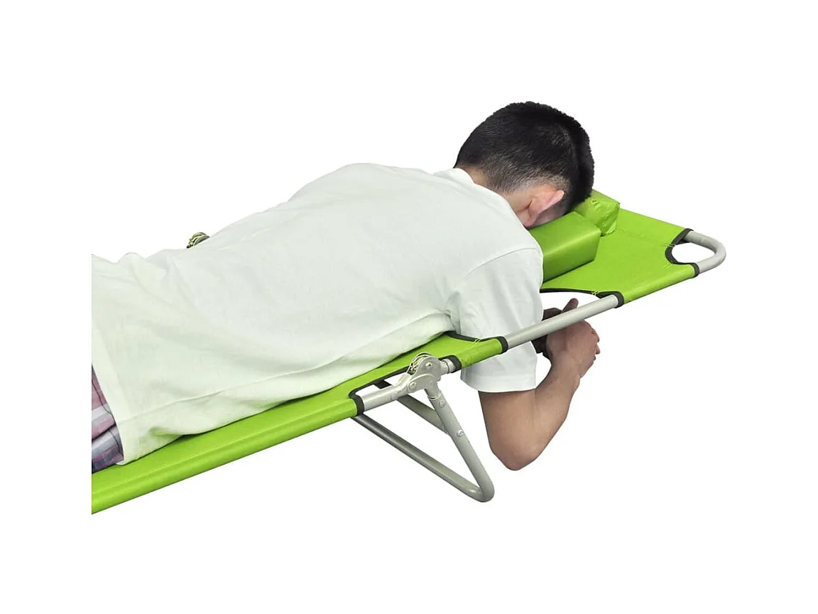Chaise longue met hoofdkussen gepoedercoat staal groen