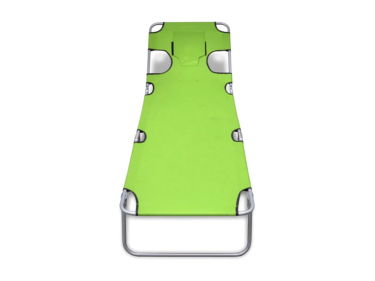 Chaise longue con cuscino poggiatesta in acciaio verniciato a polvere verde