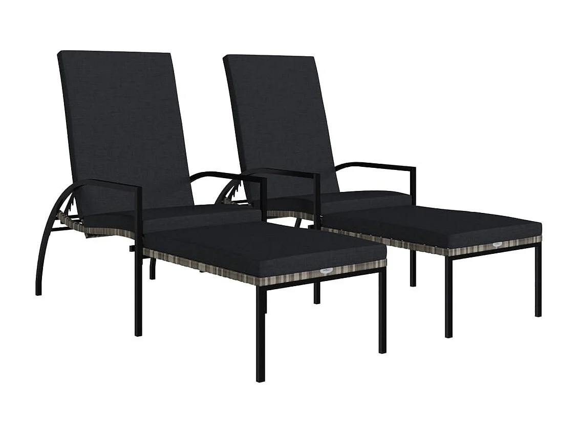 sillones de ratán gris con reposapiés