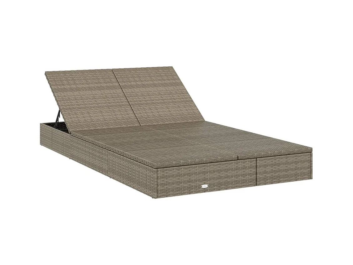 2-zits chaise longue met grijze kunsthars rieten kussens