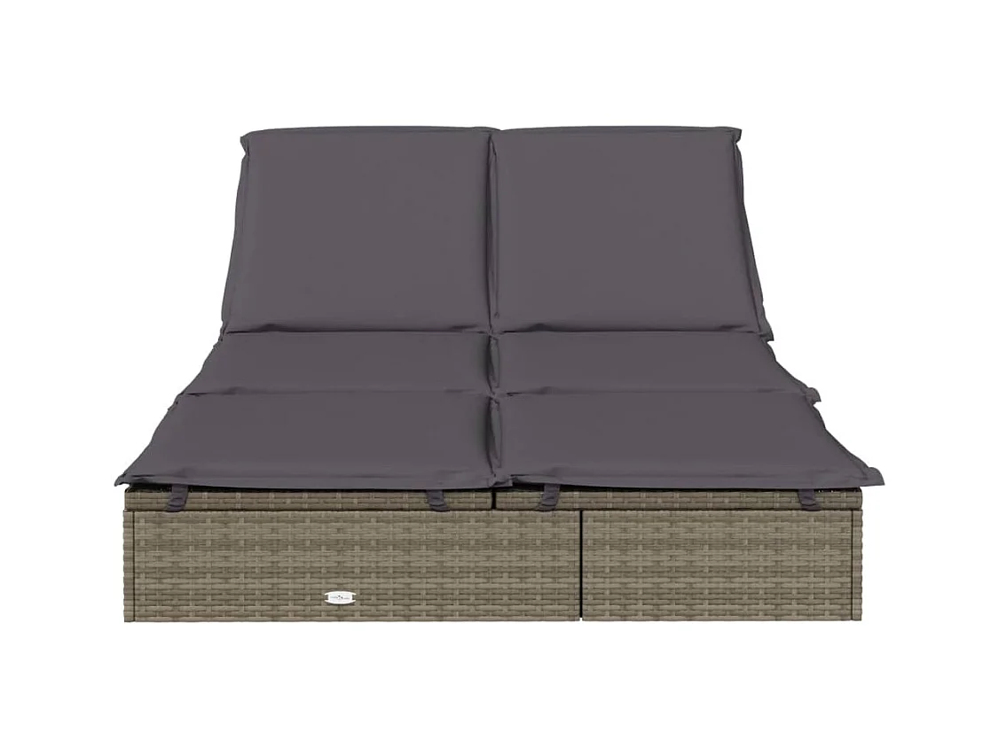 2-zits chaise longue met grijze kunsthars rieten kussens