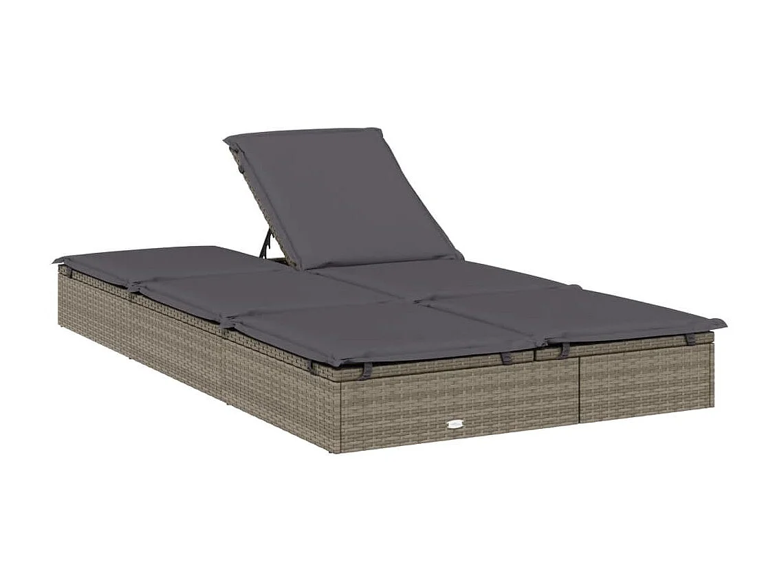 Chaise longue de 2 plazas con cojines de mimbre de resina gris