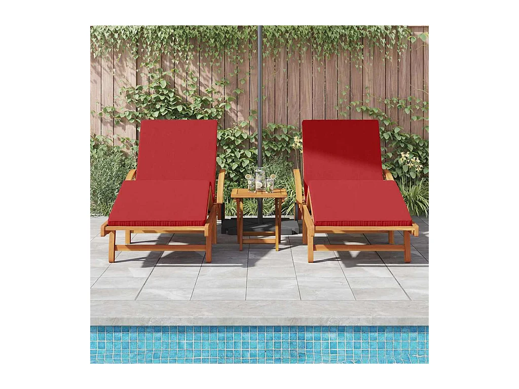 Sedia a sdraio 3 pezzi Rosso 40 x 40 x 40cm Legno massello di acacia