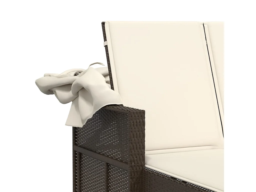 Dubbele loungestoel met baldakijn en bruine polyrotan kussens