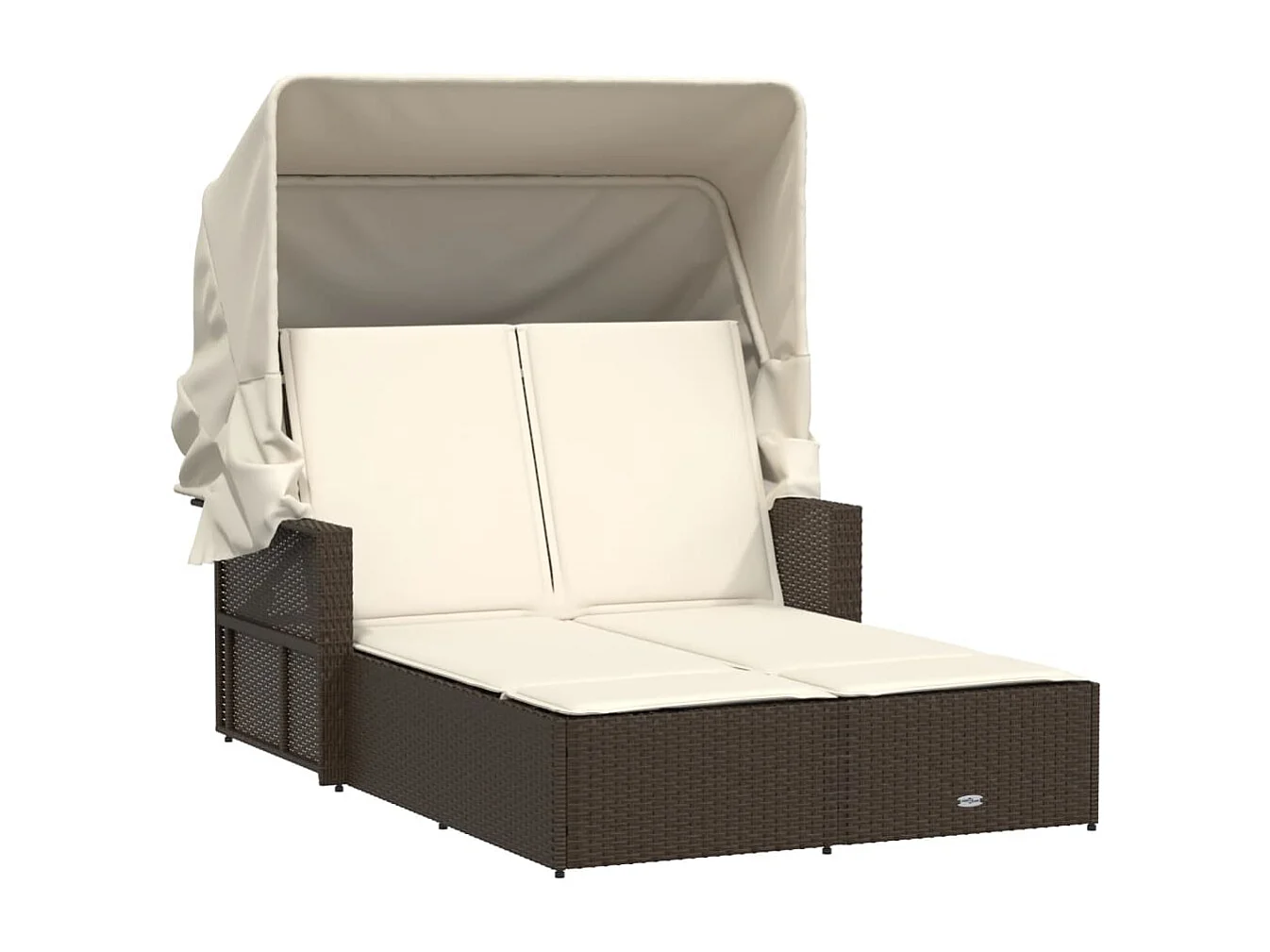 Poltrona doppia con baldacchino e cuscini in polyrattan marrone