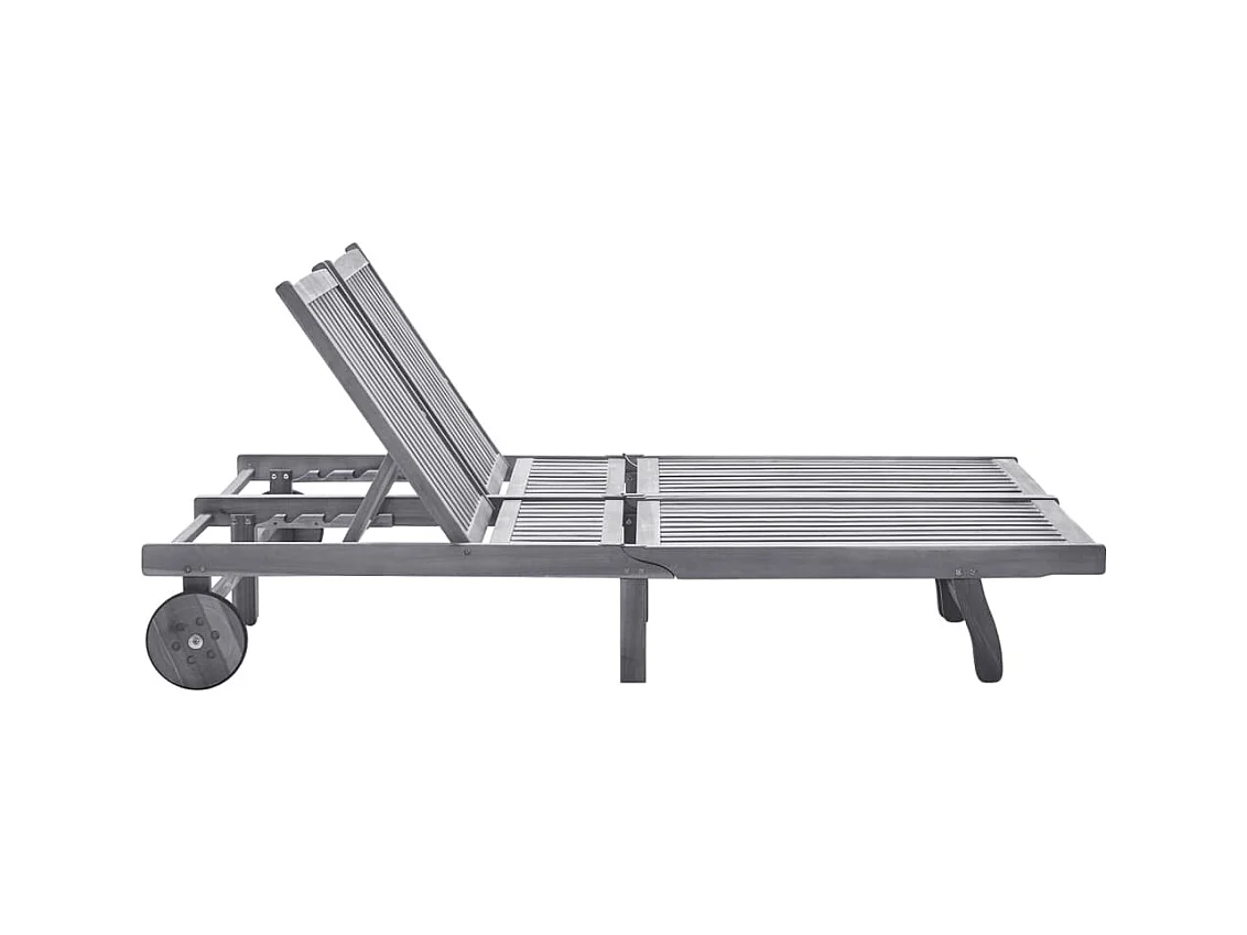 Chaise longue de jardin 2 places avec coussin Gris Acacia