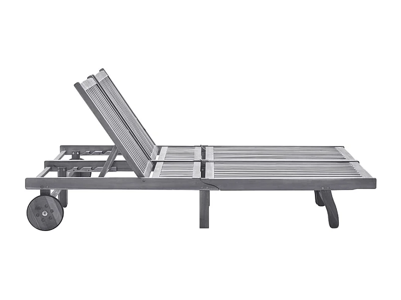 Chaise longue de jardin 2 places avec coussin Gris Acacia