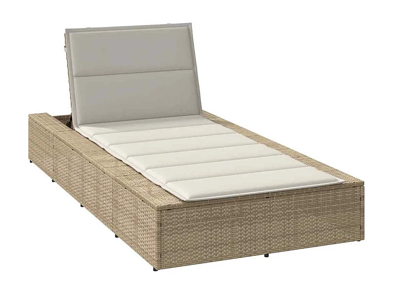 Sdraio con cuscino galleggiante in resina intrecciata beige