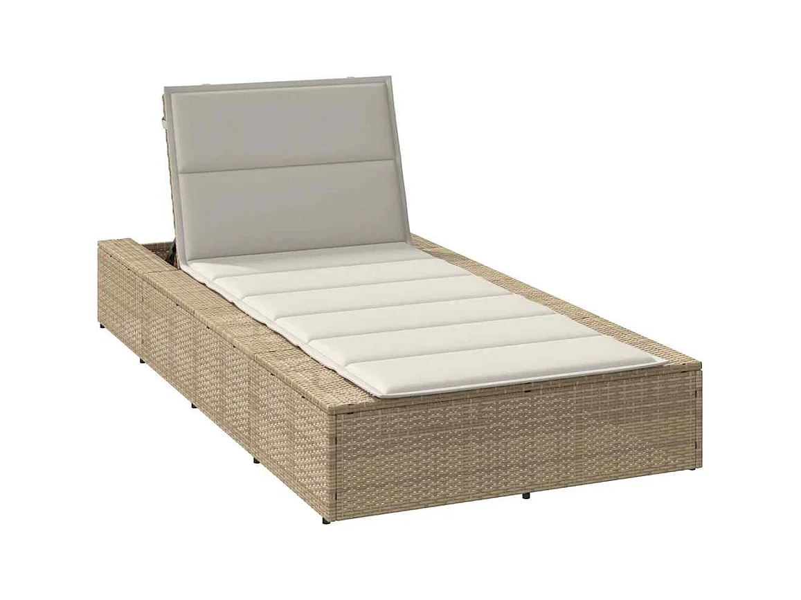 Sdraio con cuscino galleggiante in resina intrecciata beige