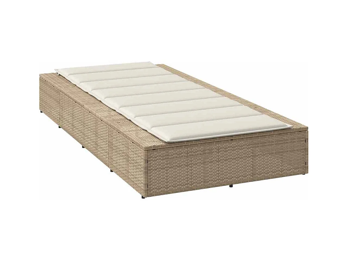 Sdraio con cuscino galleggiante in resina intrecciata beige