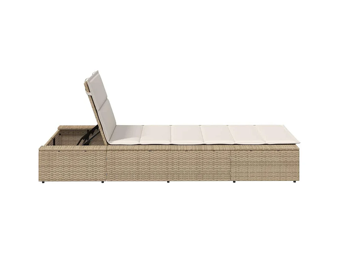 Sdraio con cuscino galleggiante in resina intrecciata beige