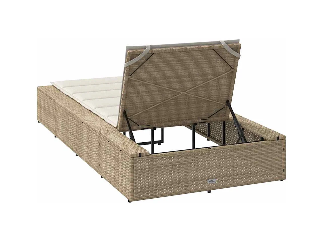 Sdraio con cuscino galleggiante in resina intrecciata beige