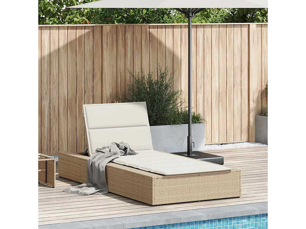 Transat avec coussin flottant beige résine tressée