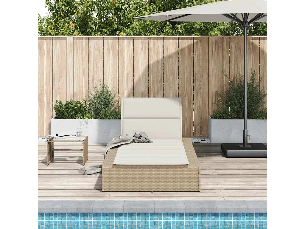 Transat avec coussin flottant beige résine tressée