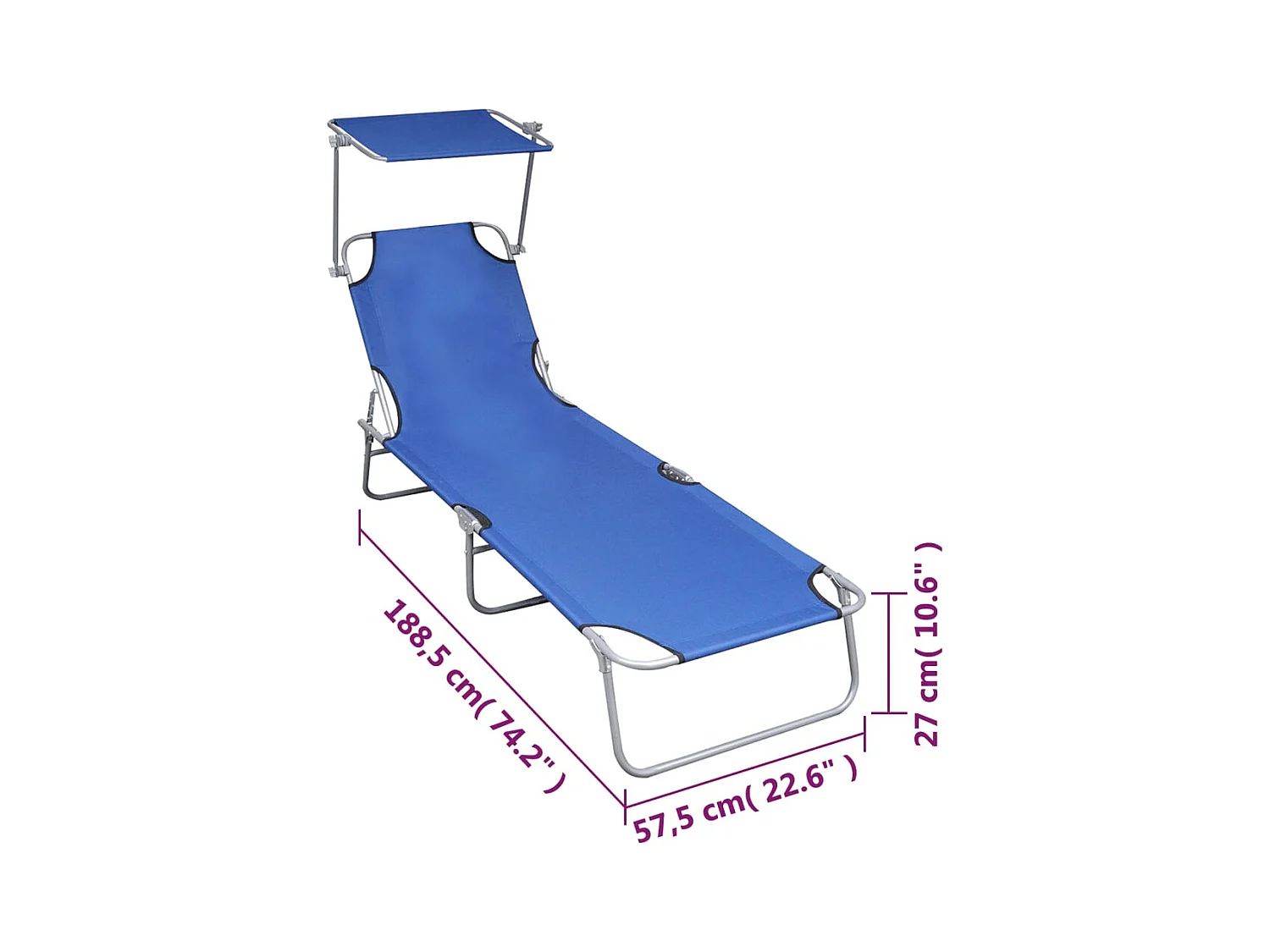 Sillón plegable con toldo Aluminio Azul