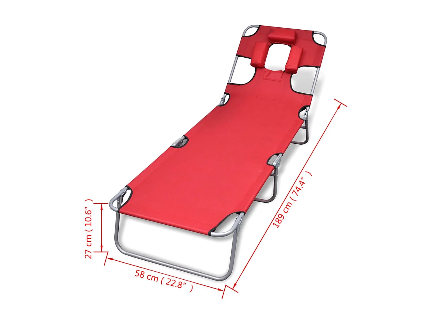 Chaise longue met hoofdkussen Poedergecoat staal Rood