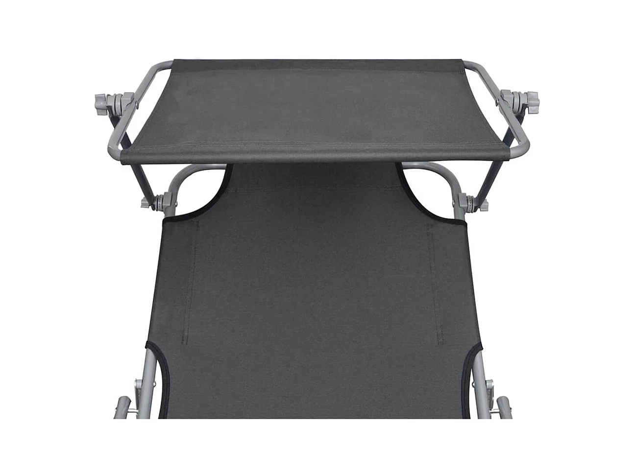 Chaise longue pliable avec auvent Gris Aluminium