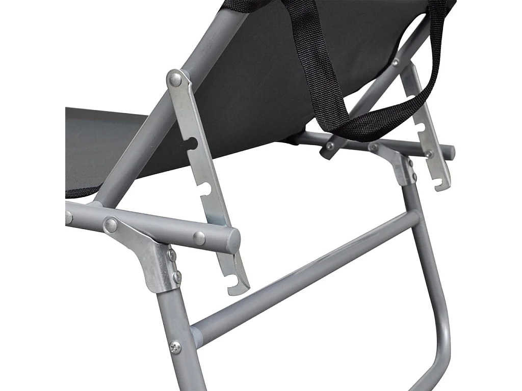 Chaise longue pliable avec auvent Gris Aluminium