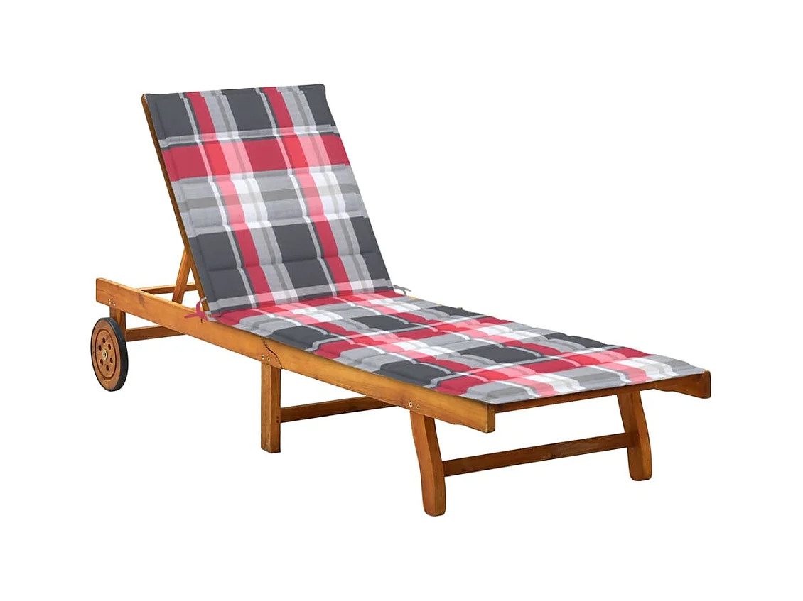 Chaise longue de jardin avec coussin Bois d'acacia solide