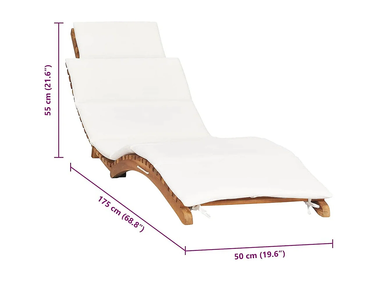 Poltrona pieghevole con cuscino bianco crema in legno di teak