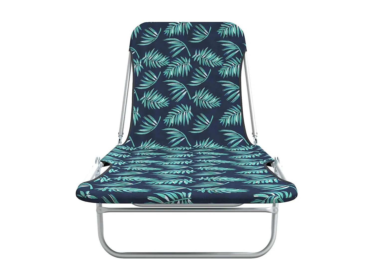 Juego de 2 sillones plegables de tela de acero con estampado de hojas