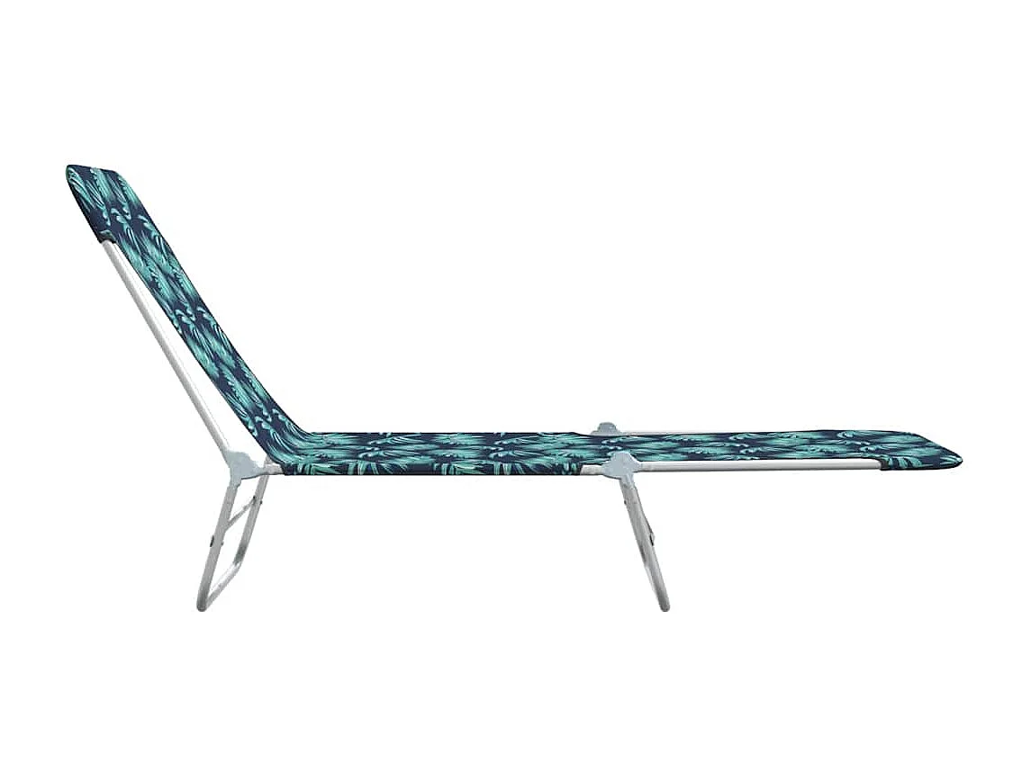 Juego de 2 sillones plegables de tela de acero con estampado de hojas