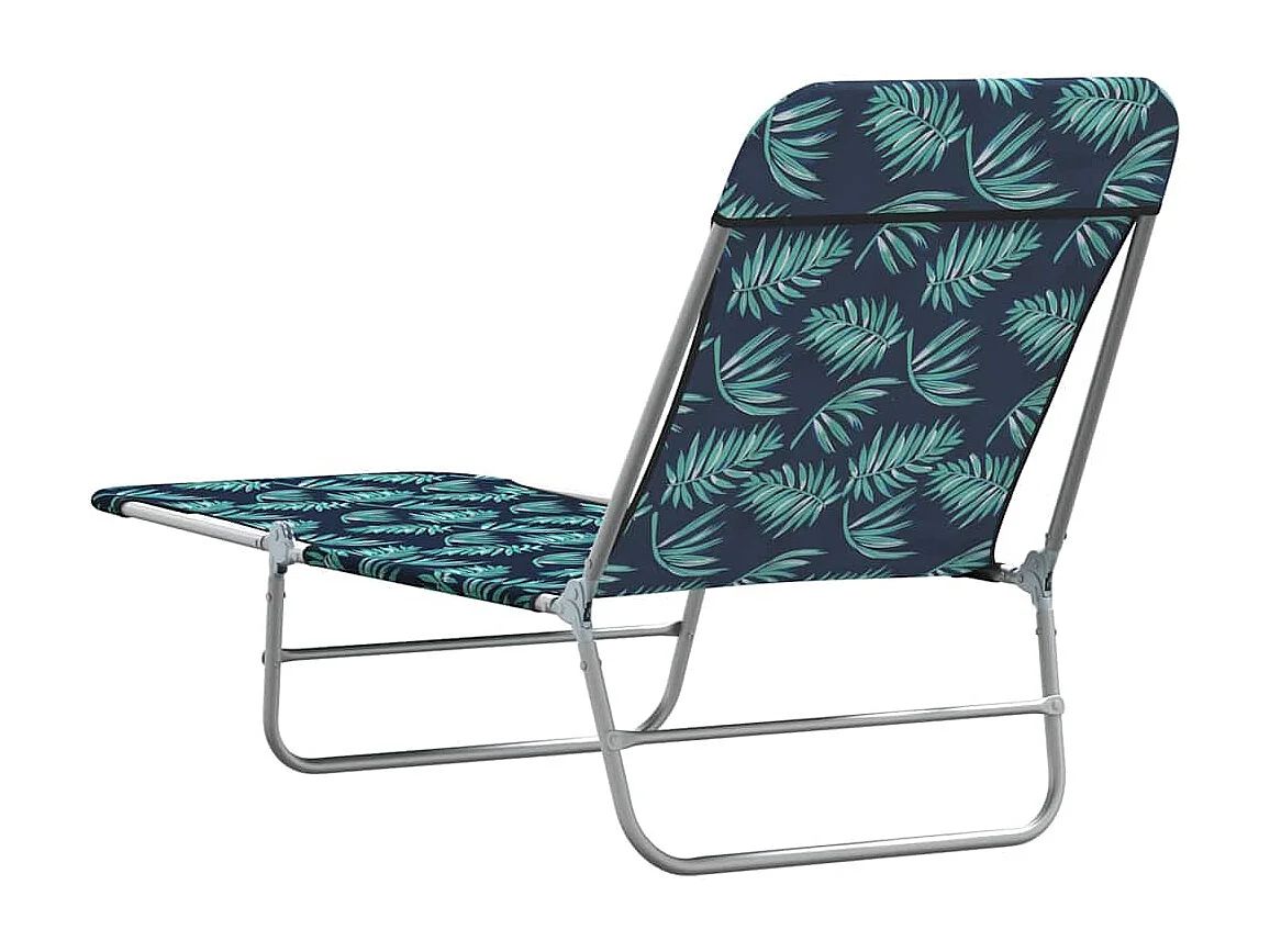 Juego de 2 sillones plegables de tela de acero con estampado de hojas