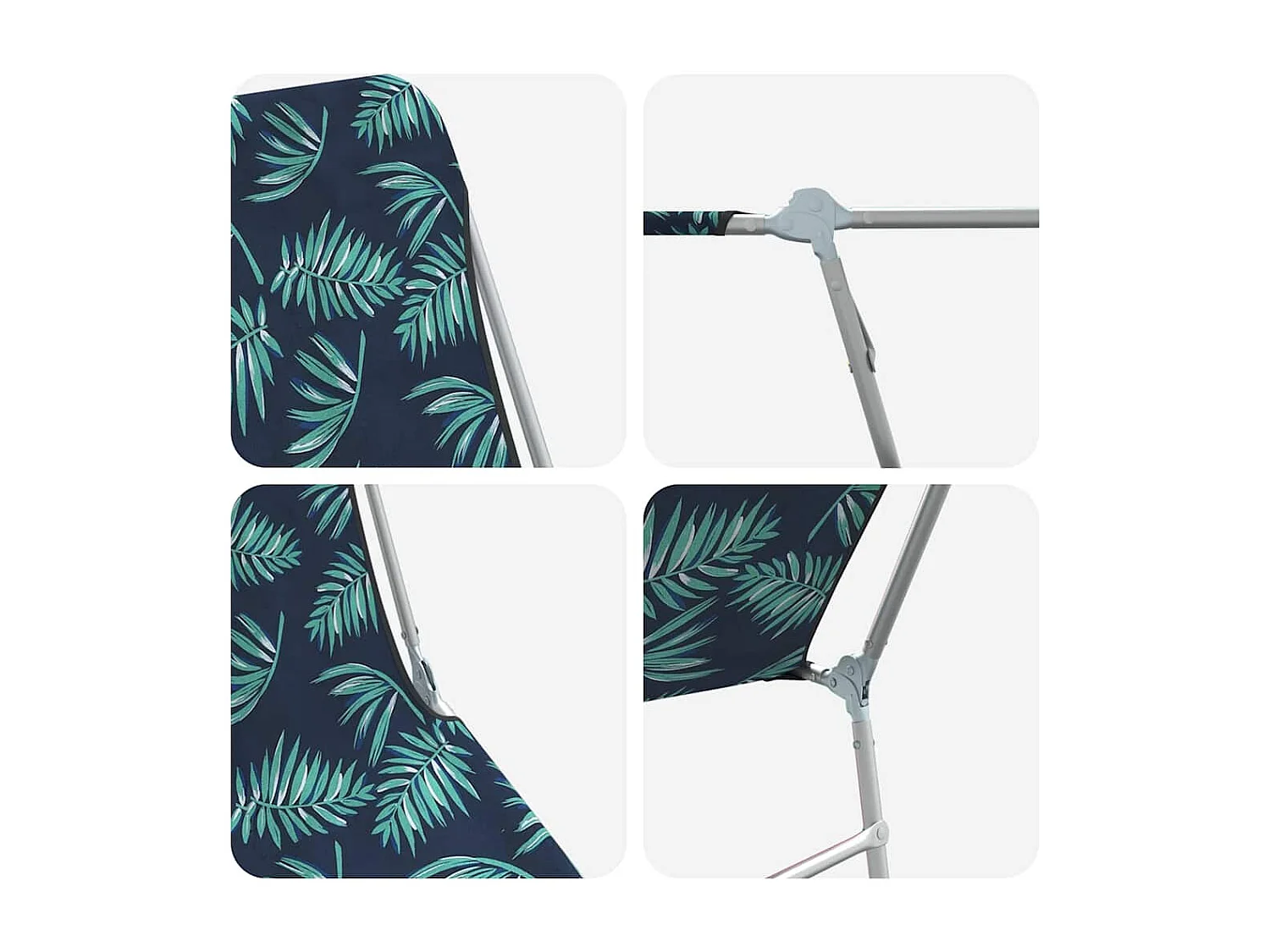 Juego de 2 sillones plegables de tela de acero con estampado de hojas