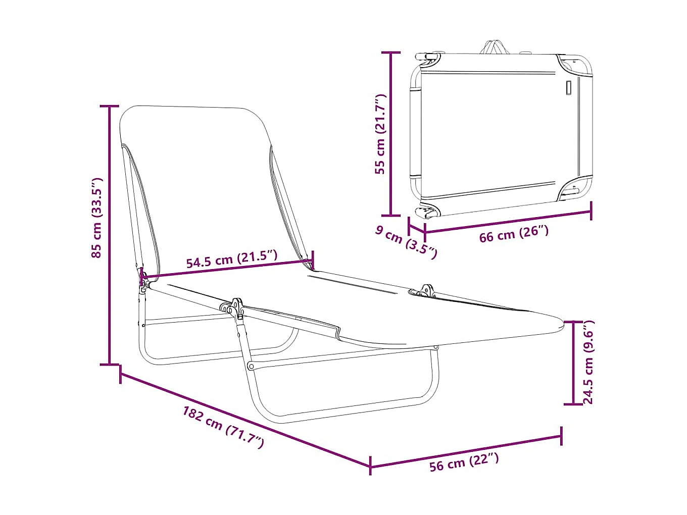 Juego de 2 sillones plegables de tela de acero con estampado de hojas