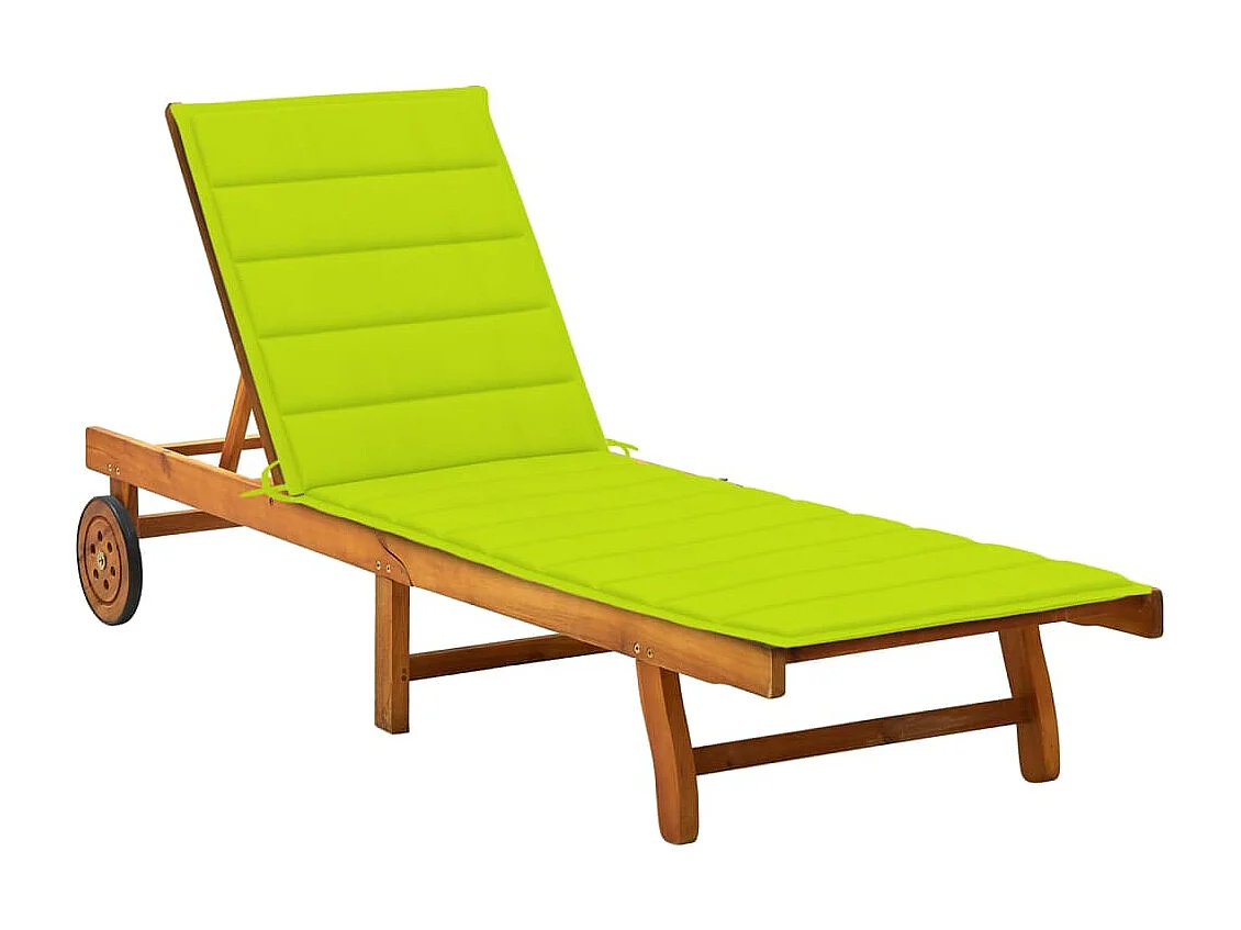 Chaise longue de jardin avec coussin Bois d'acacia solide