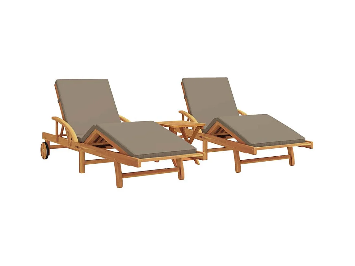 Transat 3 pcs Taupe 40 x 40 x 40cm Bois d'acacia massif