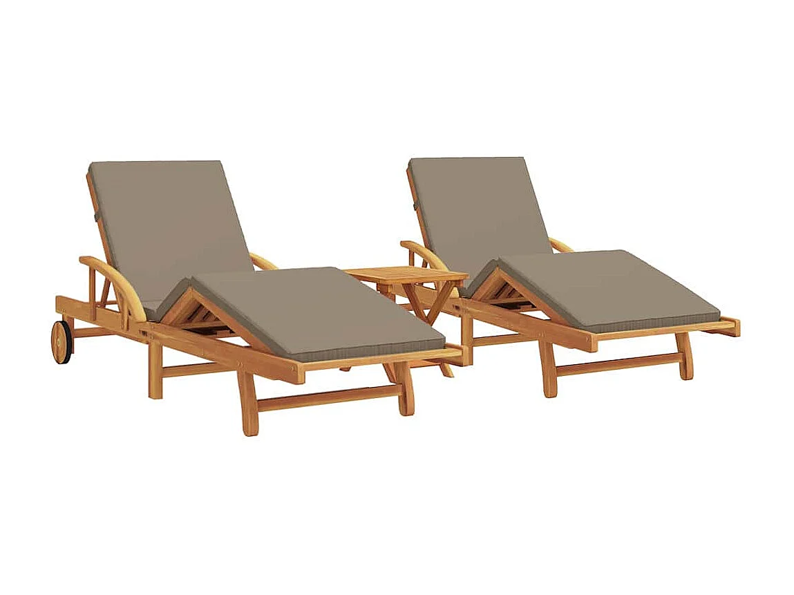 Ligstoel 3 stuks Taupe 40 x 40 x 40cm Massief acaciahout