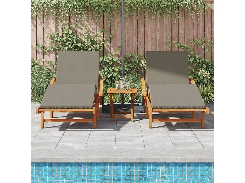 Ligstoel 3 stuks Taupe 40 x 40 x 40cm Massief acaciahout