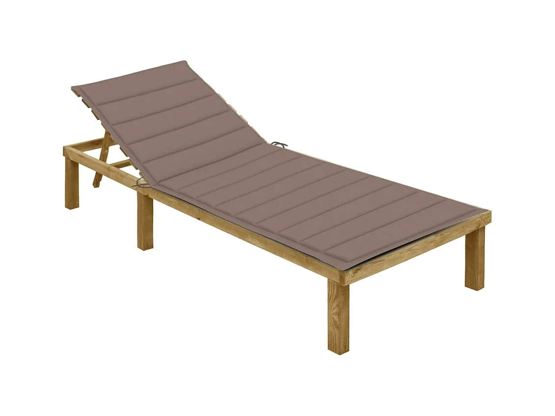 Chaise longue met taupe kussen Geïmpregneerd grenenhout