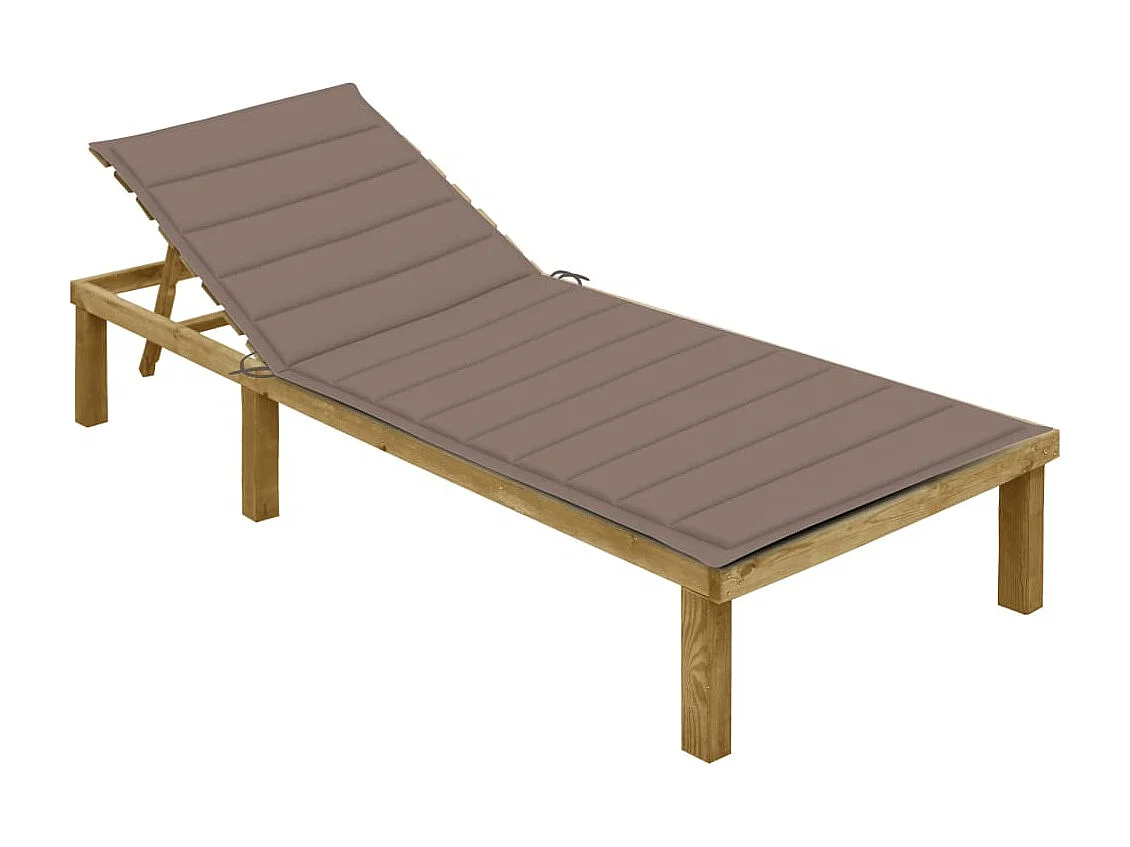 Chaise longue avec coussin taupe Bois de pin imprégné