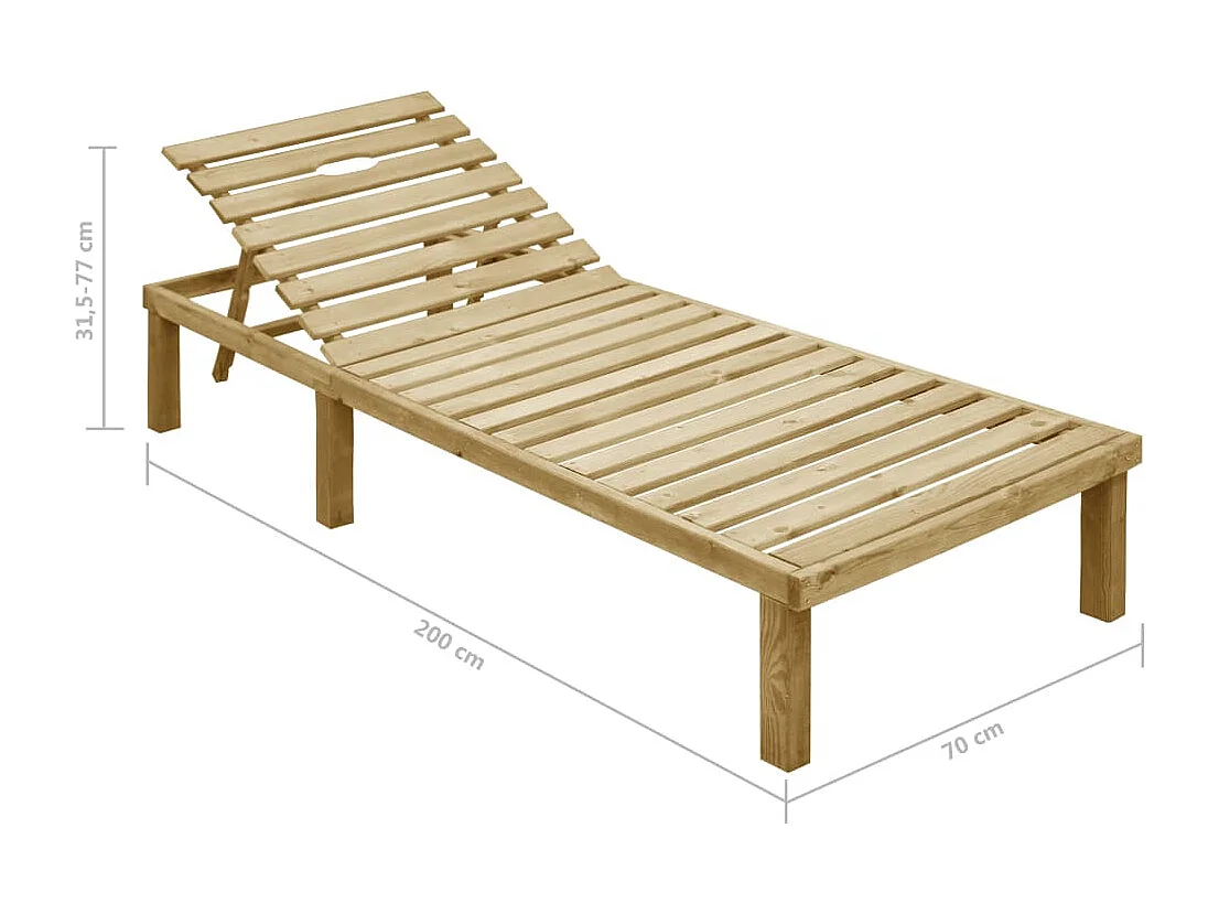 Chaise longue avec coussin taupe Bois de pin imprégné